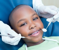 little boy seeing children’s dentist in Coppell